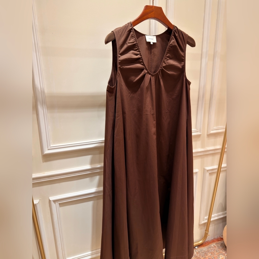 Dissh Gabby Bitter Choc Oversized Cotton Midi Dress - Picture 15 of 16